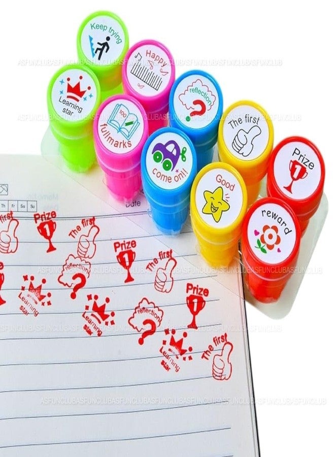 ASFunClub FunClub Stamps for Kids Reward Students Craft Scrapbooking Stamps for Children Self-Inking Stamp for Party Gifts Motivation Stamp Toys Art & Craft for School Supplies Toys for Kids-10Pcs (Motivation) - Image 1